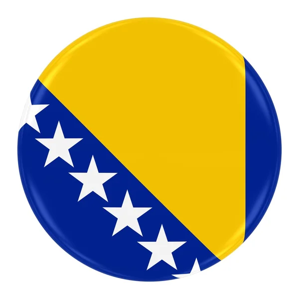 Boşnakça ve Herzegovinan bayrağı rozeti - Bosna-Hersek düğme üzerinde beyaz izole bayrağı — Stok fotoğraf