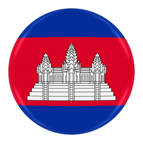 柬埔寨国旗徽章-柬埔寨按钮上白色孤立的旗帜 — 图库照片