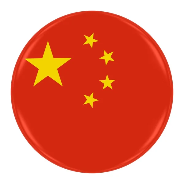 Çin bayrağı rozeti - Çin düğmesi üzerinde beyaz izole bayrağı — Stok fotoğraf