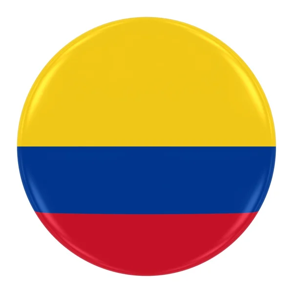 Emblema de bandeira colombiana - Botão de bandeira da Colômbia isolado em branco — Fotografia de Stock