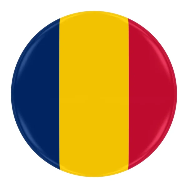 Tchads flagga Badge - flagga Tchad knappen isolerad på vit — Stockfoto