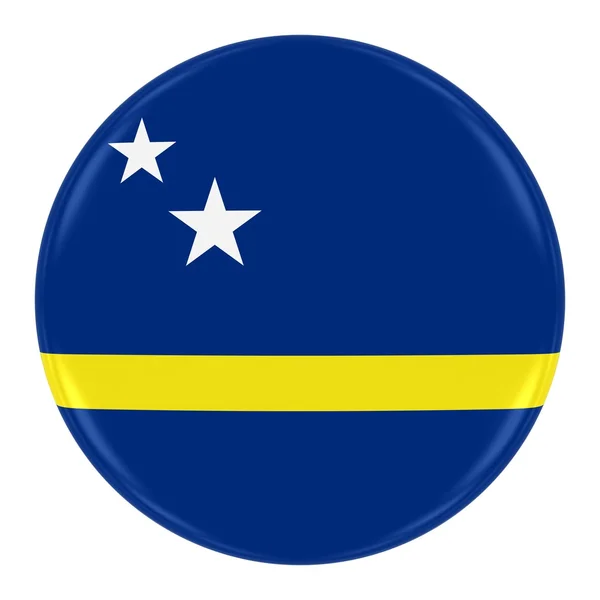 Crachá de Bandeira Curacaoana - Bandeira do botão Curaçao Isolada em Branco — Fotografia de Stock