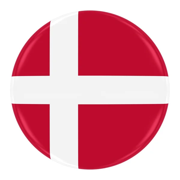 Danska flaggan Badge - flagga Danmark knappen isolerad på vit — Stockfoto