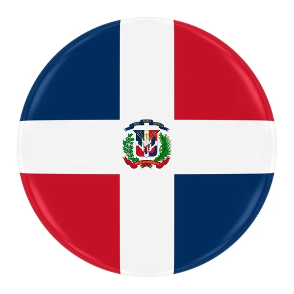 Dominican Flag Badge - Bandiera della Repubblica Dominicana Pulsante isolato su Bianco — Foto Stock