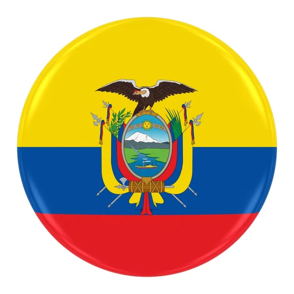 Badge Bandiera Ecuadoriana - Pulsante Bandiera dell'Ecuador isolato su Bianco — Foto Stock