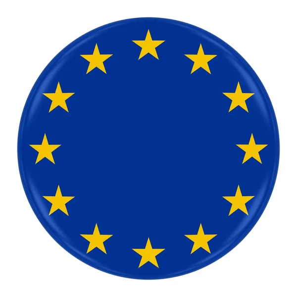 欧盟旗帜徽章-国旗上白色孤立欧洲联盟按钮 — 图库照片