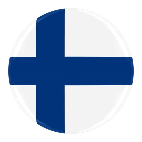 Insignia de bandera finlandesa - Botón de bandera de Finlandia aislado en blanco —  Fotos de Stock