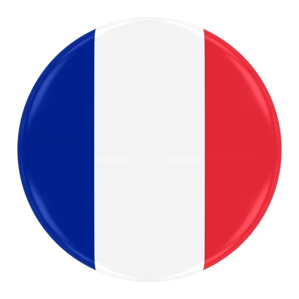 French Flag Badge - Flag of France Button Isolated on White — Stock Photo, Image