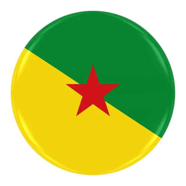 Emblema de bandeira da Guiana Francesa - Bandeira do botão da Guiana Francesa Isolada em Branco — Fotografia de Stock