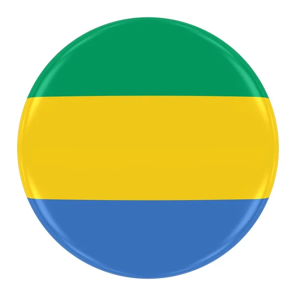 Distintivo da bandeira gabonesa - Bandeira do botão Gabão isolado no branco — Fotografia de Stock