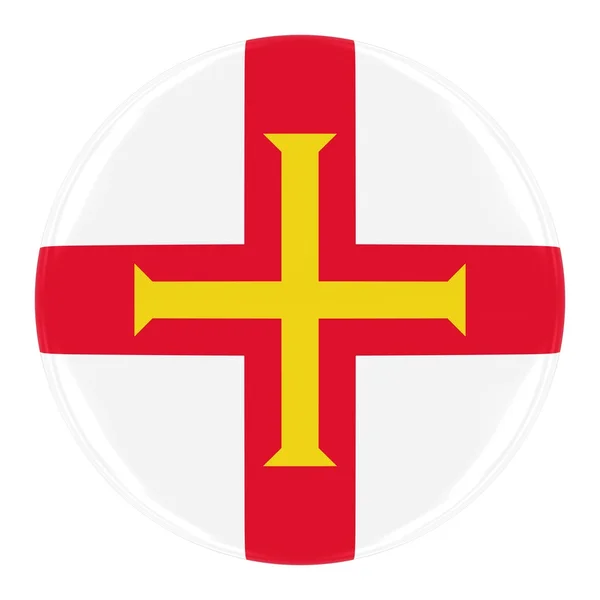 Insignia de la bandera de Guernsey - Bandera del botón Guernsey aislada en blanco —  Fotos de Stock