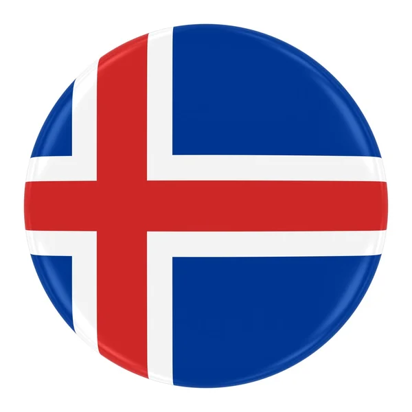 Emblema de bandeira islandesa - Bandeira da Islândia Botão isolado no branco — Fotografia de Stock