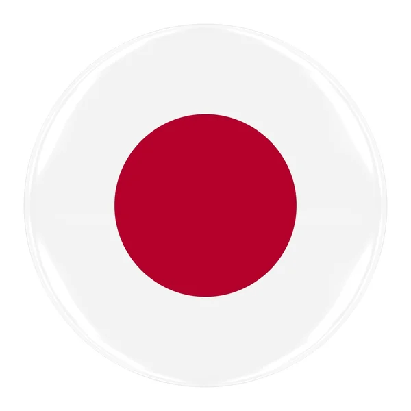 Emblema de bandeira japonesa - Bandeira do botão do Japão isolado em branco — Fotografia de Stock