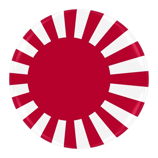 Insignia de bandera naval japonesa clásica 'Rising Sun' - Botón de bandera de Japón aislado en blanco — Foto de Stock