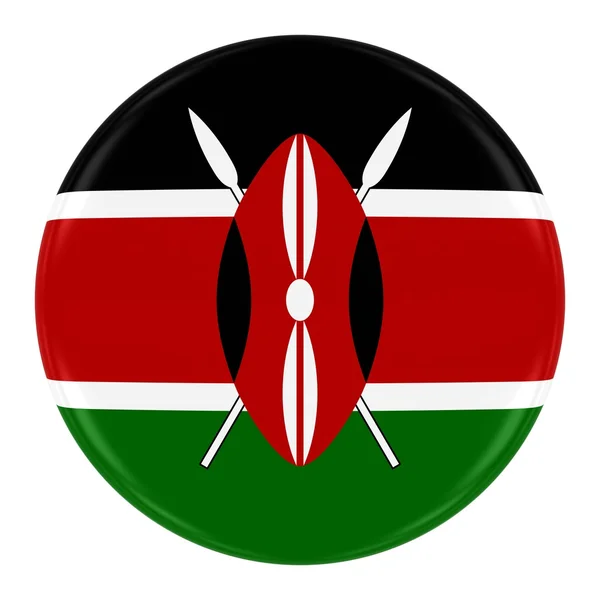 Bandiera keniota - Bandiera del Kenya Pulsante isolato su bianco — Foto Stock