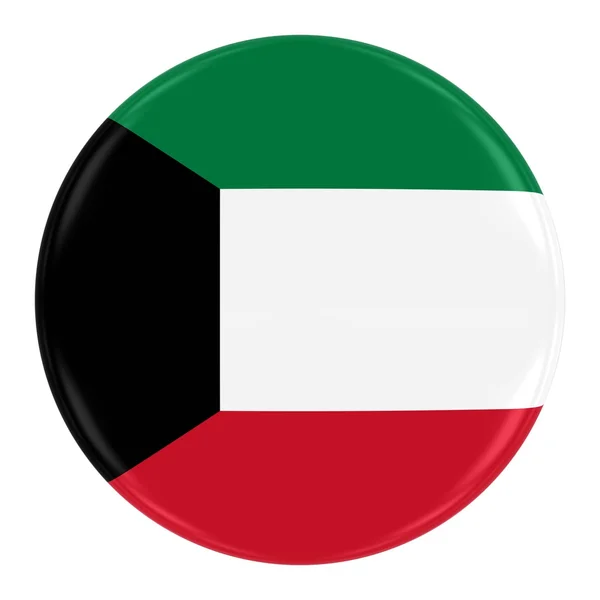 Emblema da bandeira do Kuwait - Bandeira do botão Kuwait isolado no branco — Fotografia de Stock