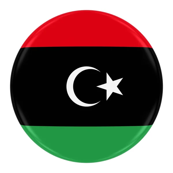 Libische Vlag Badge - vlag van Libië knop geïsoleerd op wit — Stockfoto