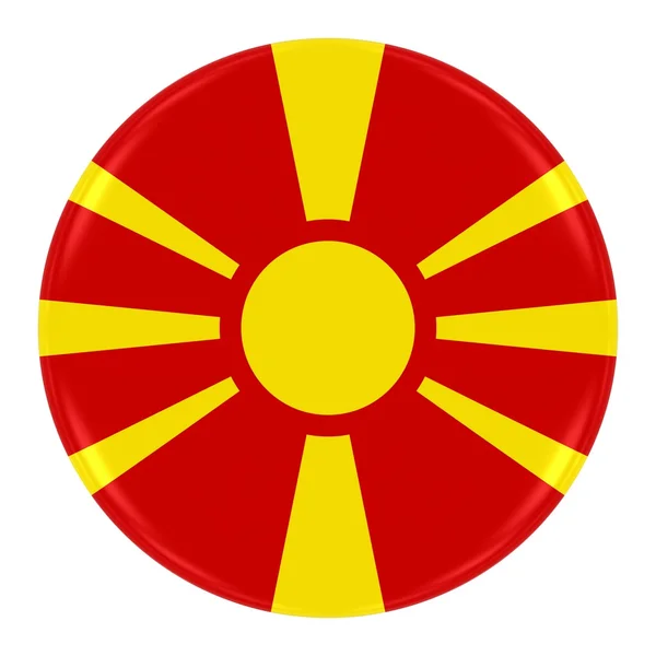 Insignia de bandera macedonia - Botón de bandera de Macedonia aislado en blanco —  Fotos de Stock