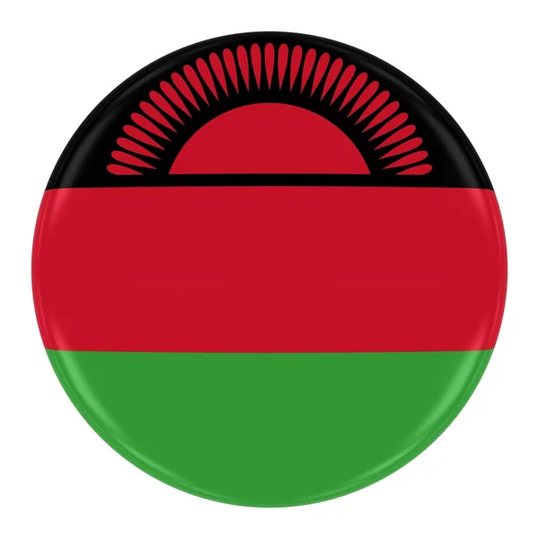 Emblema da Bandeira do Malawi - Bandeira do Botão Malawi Isolada em Branco — Fotografia de Stock