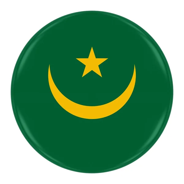 Insignia de la bandera de Mauritania - Bandera de Mauritania botón aislado en blanco —  Fotos de Stock