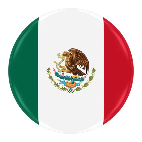 Mexican Flag Badge - Flag of Mexico Button Isolated on White — Stock Photo, Image