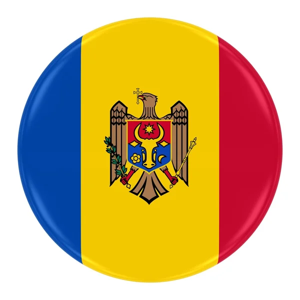 Moldova bayrağı rozeti - Moldova düğme üzerinde beyaz izole bayrağı — Stok fotoğraf