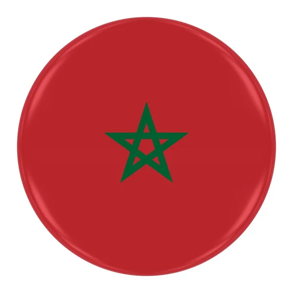 Moroccan Flag Badge - Flag of Morocco Button Isolated on White — Stock Photo, Image