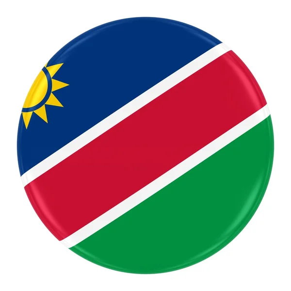 Emblema da bandeira da Namíbia - Bandeira do botão da Namíbia isolada no branco — Fotografia de Stock