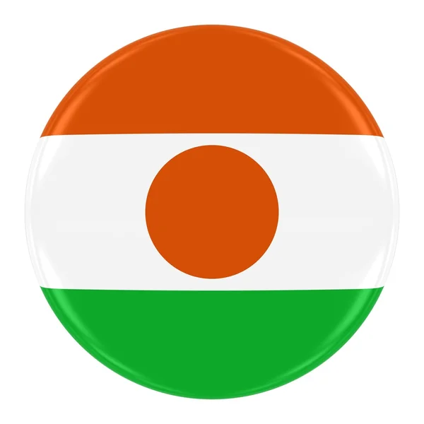 Nigerien flag badge - Flagge von niger button isoliert auf weiß — Stockfoto