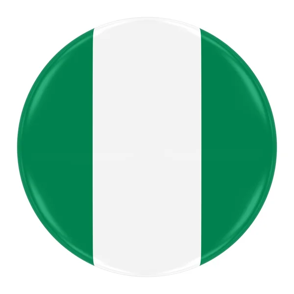 Nigerian Flag Badge - Flag of Nigeria Button Isolated on White — Stock Photo, Image