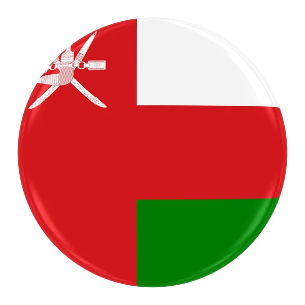 Emblema da bandeira de Omani - Bandeira do botão Omã isolado no branco — Fotografia de Stock
