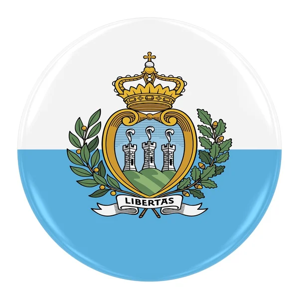 San Marinó-zászlós jelvény - San Marino gomb elszigetelt fehér zászlaja — Stock Fotó