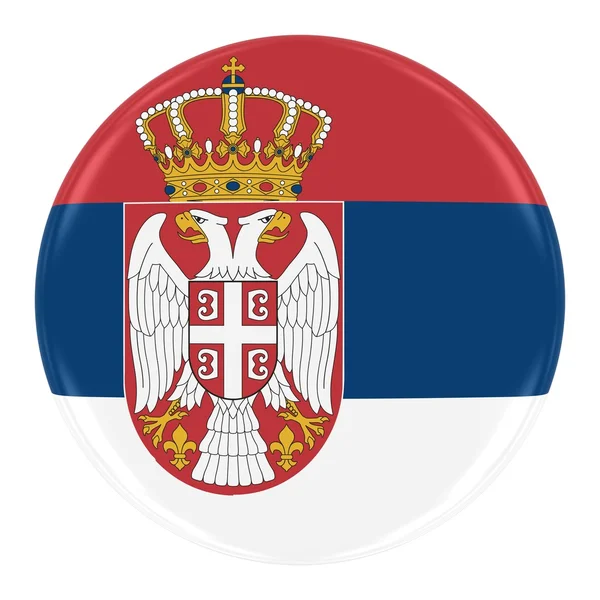 Serbian Flag Badge - Flag of Serbia Button Isolated on White — Stock Photo, Image