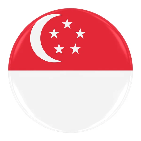 Distintivo da bandeira de Singapura - Bandeira do botão de Singapura isolado no branco — Fotografia de Stock