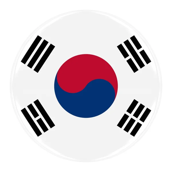Emblema da bandeira sul-coreana - Bandeira do botão Coreia do Sul isolado no branco — Fotografia de Stock