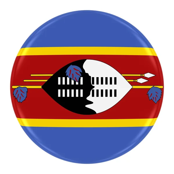 Swazi Flag Badge - Flag of Swaziland Button Isolated on White — Stock Photo, Image