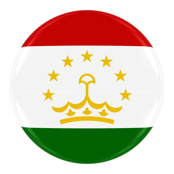 Tajikistani Flag Badge - Flag of Tajikistan Button Isolated on White — Stock Fotó