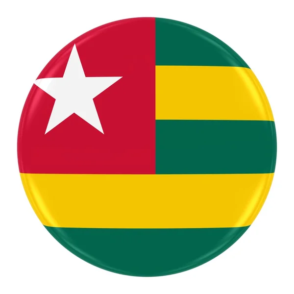 Emblema da bandeira togolesa - Bandeira do botão Togo isolado no branco — Fotografia de Stock
