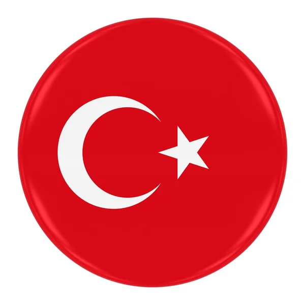 Turkish Flag Badge - Flag of Turkey Button Isolated on White — Stockfoto