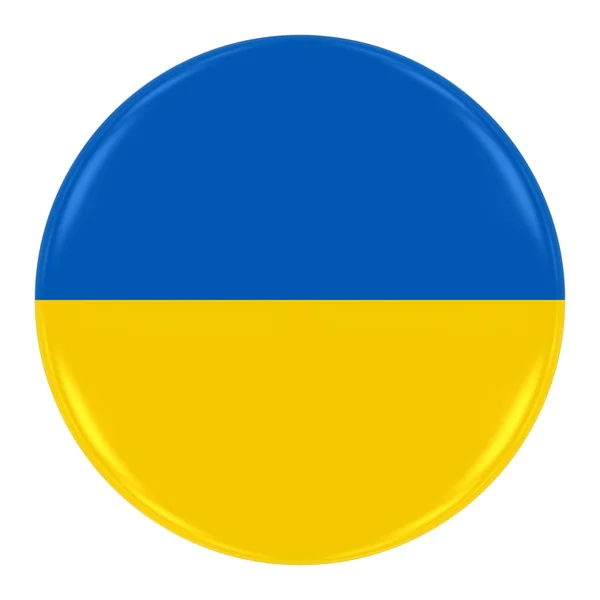 Ukrainian Flag Badge - Flag of Ukraine Button Isolated on White — ストック写真