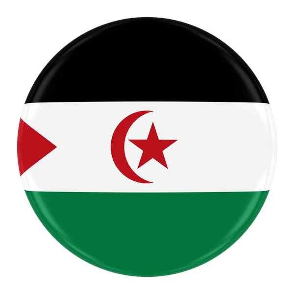 Western Sahara Flag Badge - Flag of the Sahrawi Arab Democratic Republic Button Isolated on White — Stock Fotó