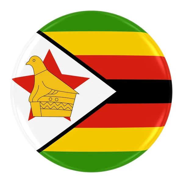 Zimbabwean Flag Badge - Flag of Zimbabwe Button Isolated on White — стокове фото