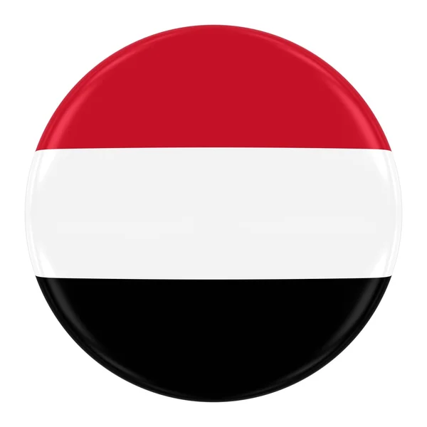 Yemeni Flag Badge - Flag of Yemen Button Isolated on White — Stok fotoğraf