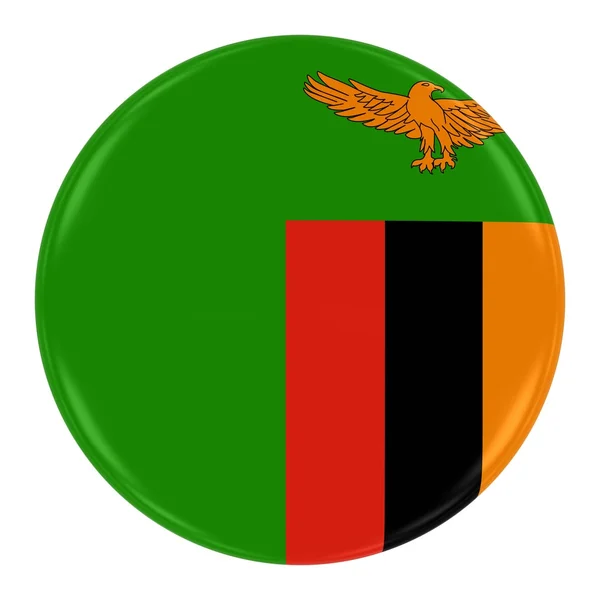 Bandiera dello Zambia - Pulsante Bandiera dello Zambia isolato su Bianco — Foto Stock