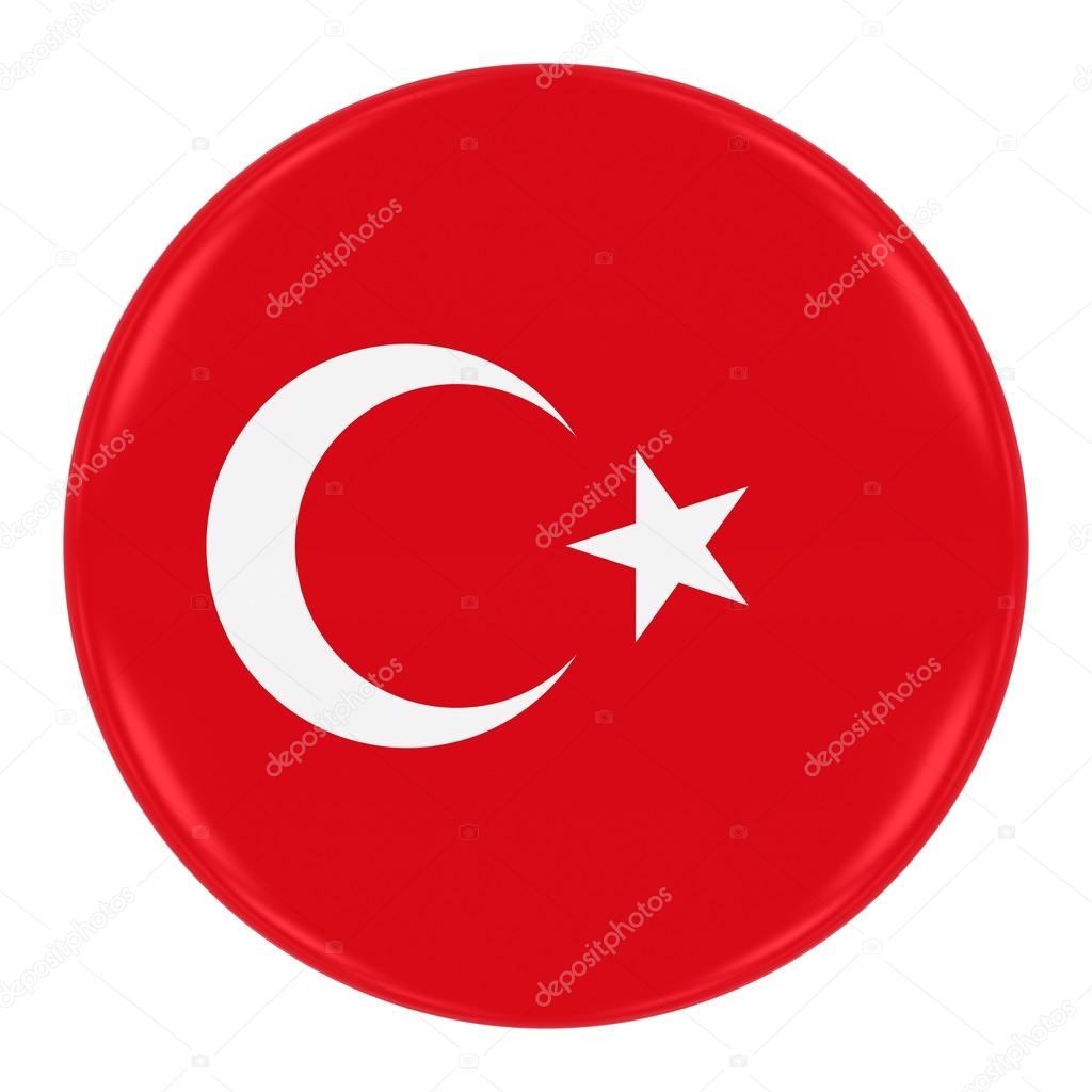 turkish flag badge flag of turkey button isolated on white stock