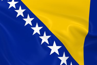 Waving Flag of Bosnia and Herzegovina - 3D Render of the Bosnian and Herzegovinian Flag with Silky Texture