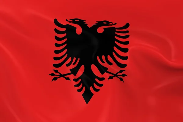 Waving Flag of Albania - 3D Render of the Albanian Flag with Silky Texture — Stock Photo, Image