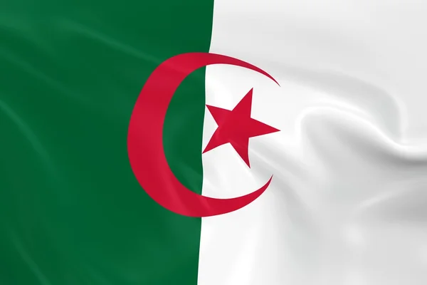 Bandera ondeante de Argelia - Renderizado 3D de la bandera argelina con textura sedosa —  Fotos de Stock