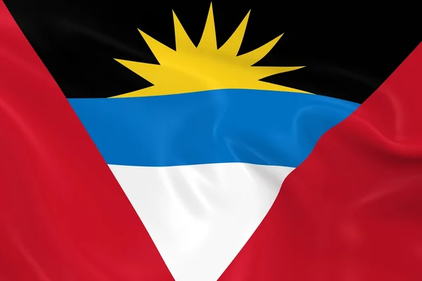 Bandiera sventolante di Antigua e Barbuda - Render 3D della Bandiera Antiguan e Barbudan con texture setosa — Foto Stock