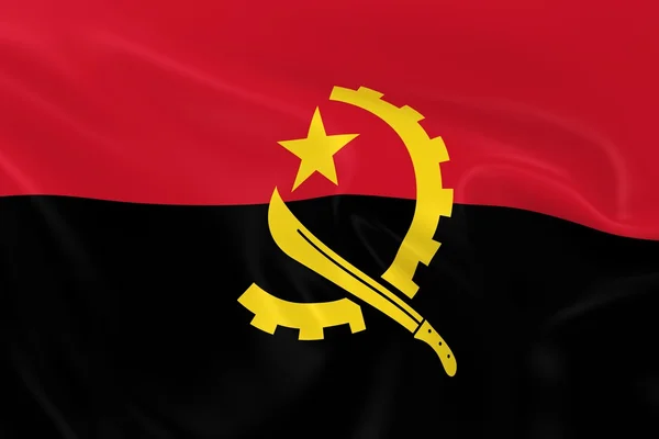 Bandeira ondulante de Angola - Renderização 3D da Bandeira Angolana com Textura Silky — Fotografia de Stock
